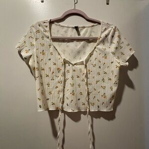 Floral White Crop Top